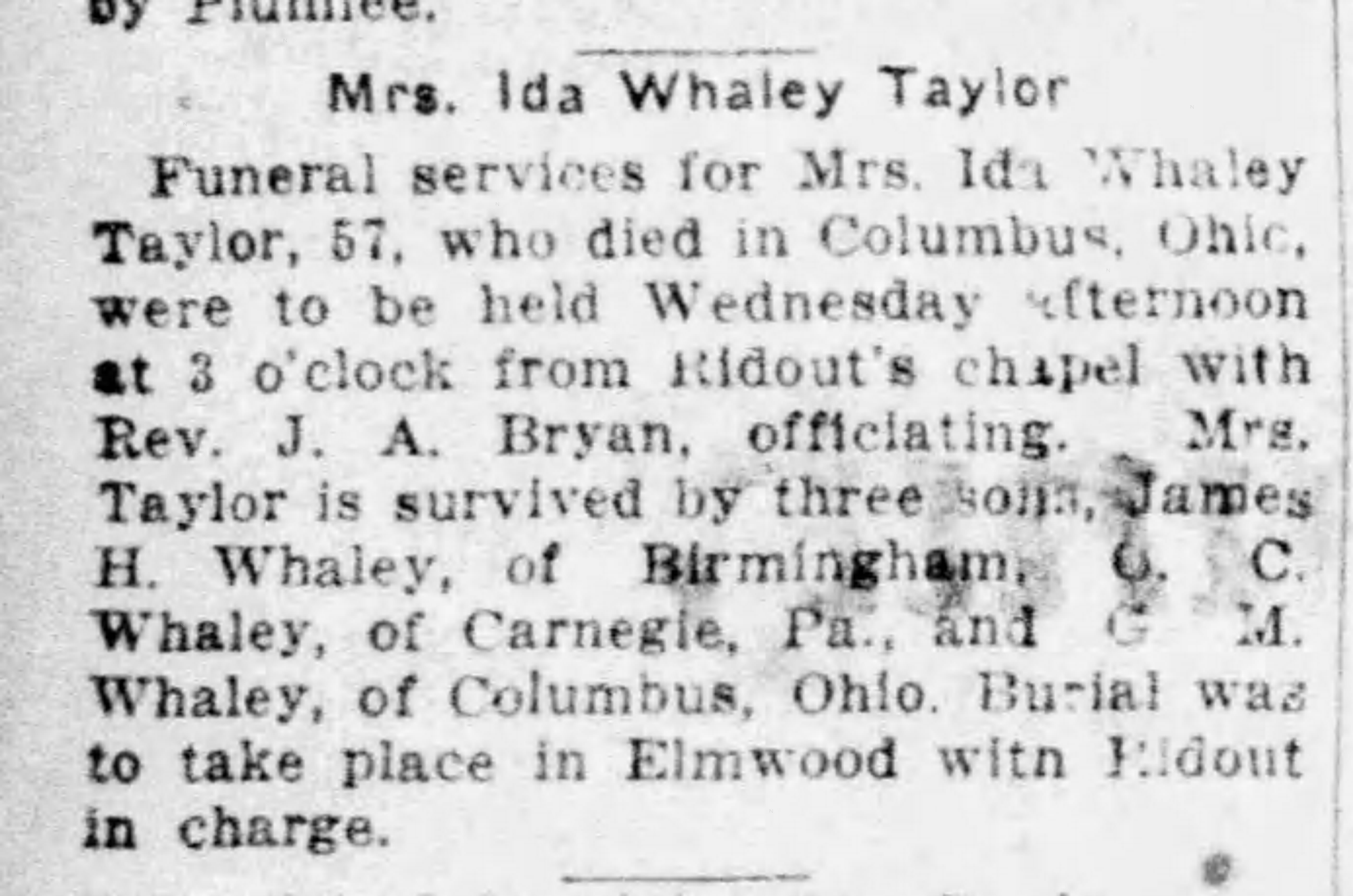 Mrs. Ida Whaley Taylor